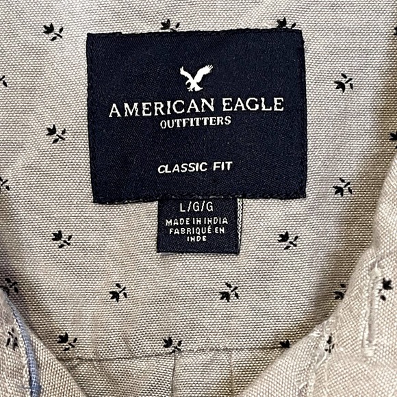 American Eagle Seriously Soft Classic Fit Floral Shirt Long‎ Sleeve Men Large - Picture 6 of 8